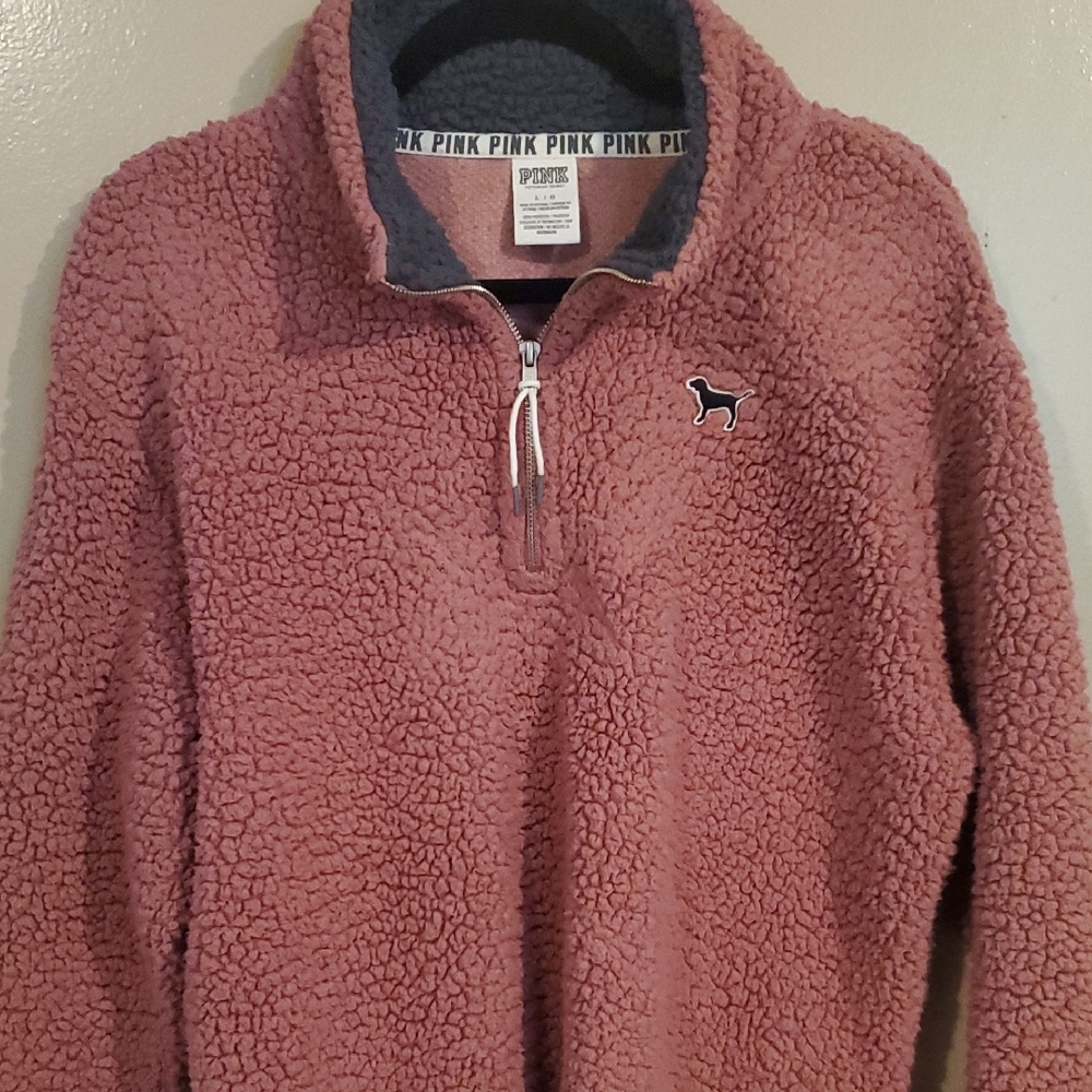 Pink Sherpa Quarter-Zip Pullover